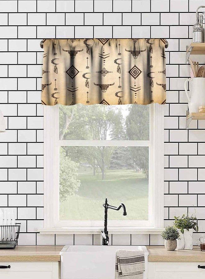 LOMADIA Aztec Valance Curtain for Kitchen, Window Treatment Rustic Western Tribal Bull Skull Horns Ethnic Aztec Cow Patterm Rod Pocket Drapes for Bedroom Living Room Offiec Decor 54x18inch - Image 5